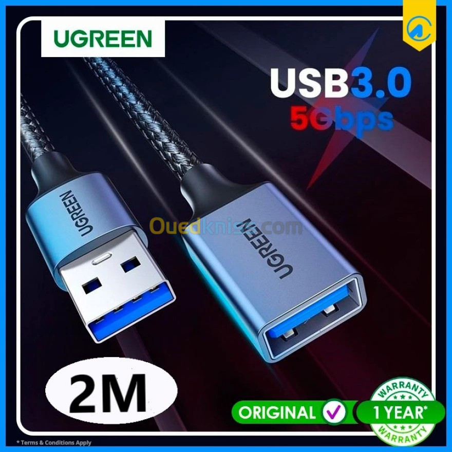 UGREEN Câble Rallonge USB 3.0 5Gbps Câble Extension USB 3.0 Mâle A vers  Femelle A (1M) (2M) - Alger Algérie