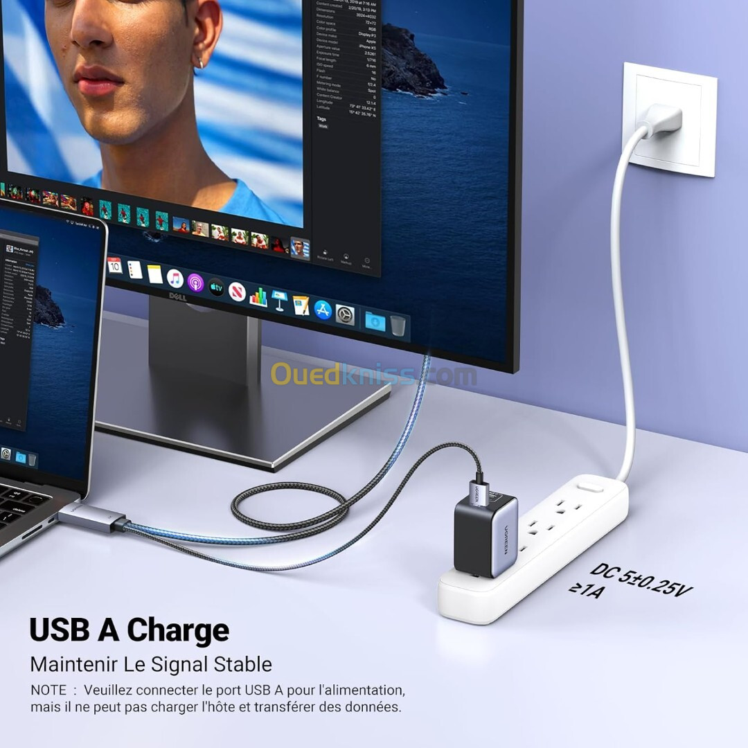 UGREEN Câble HDMI vers DisplayPort 4K 60Hz USB A Charge 21.6Gbps XBOX PS5 Steam Deck 