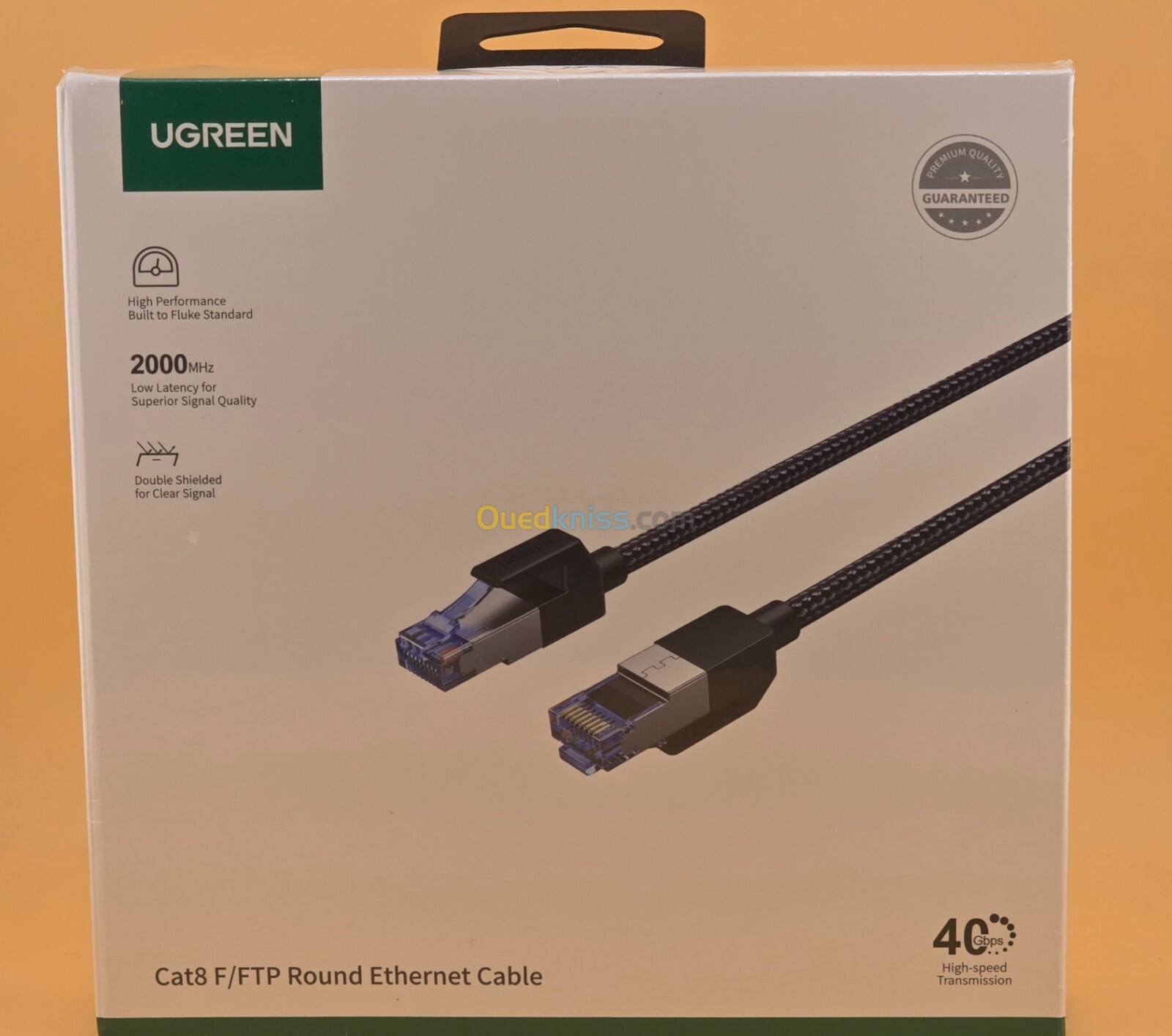 UGREEN Câble Ethernet RJ45 Cat 8 Plat Tressé Blindé Haute Vitesse 40Gbps 2000Mhz / 5 Metre