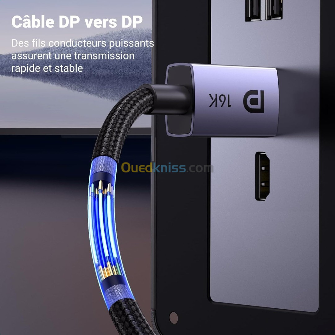 UGREEN Câble DisplayPort 2.1 Supporte 16K 30Hz - 8K 60Hz - 4K 240Hz -  80Gbps HDR HDCP (1M) (2M) - Alger Algérie