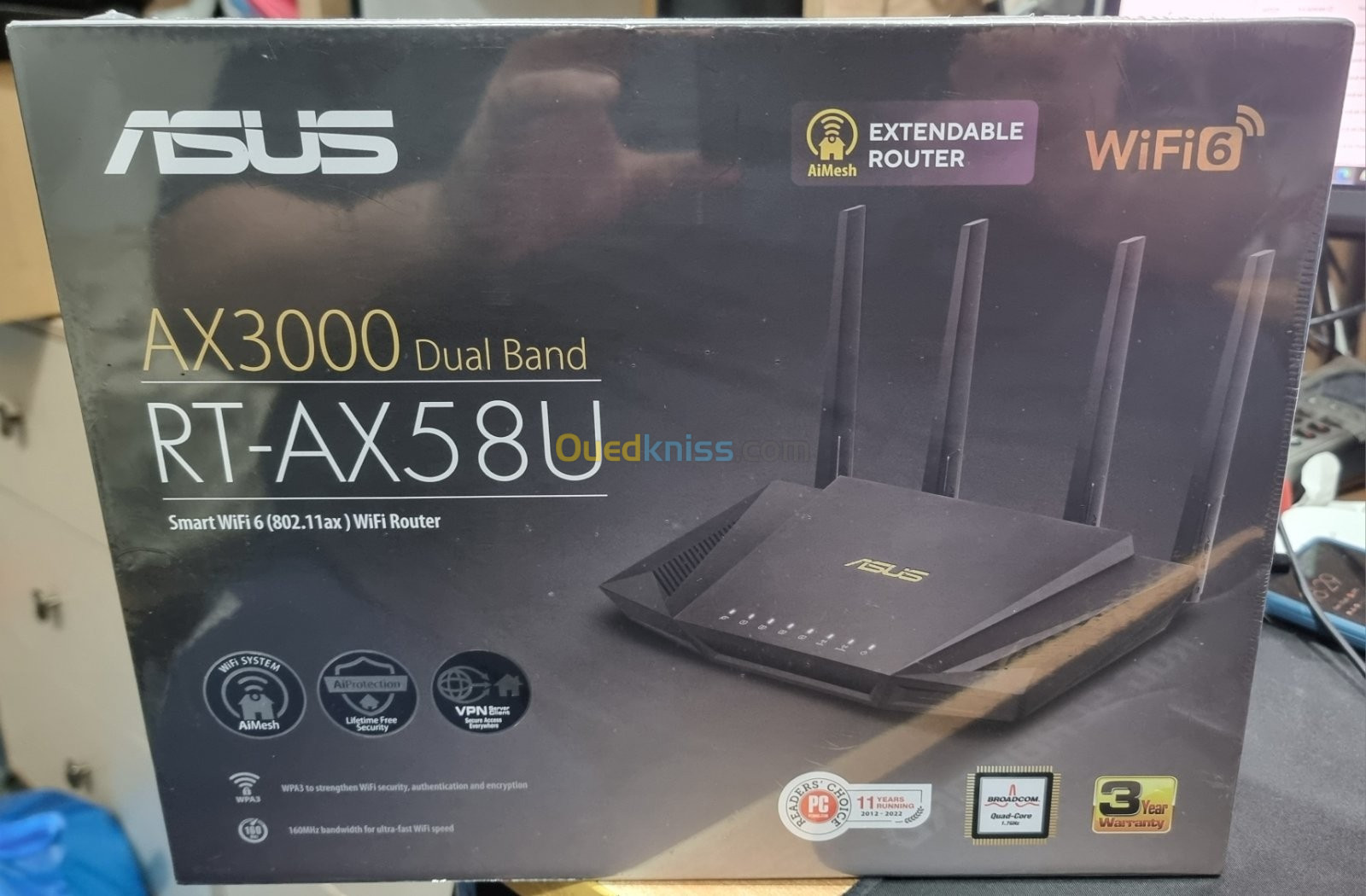 ASUS RT-AX58 v2 Router AX3000 Wi-Fi 6 + Routeur Pour BOX Fibre Optique FTTH Haut De Gamme + Open VPN