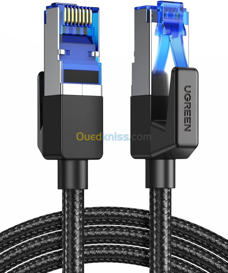 UGREEN Cat 8 Cable Ethernet Réseau RJ45 Super Débit 40Gbps 2000MHz Nylon Tressé Double Blindage