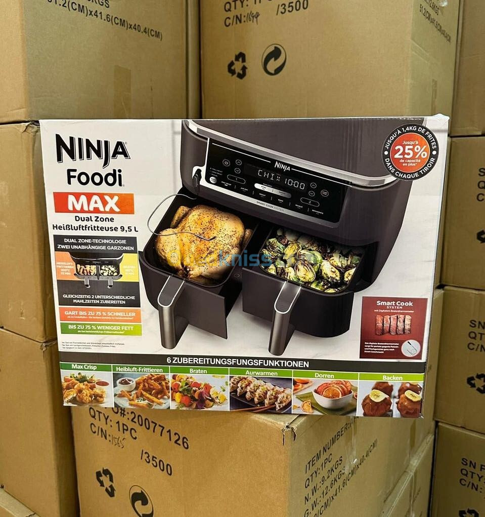 Ninja friteuse 9.5 L Unique  2470 watts Friteuse à air  Chaud Noir avec thermosonde 