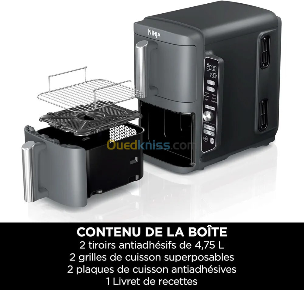  NINJA Double Stack XL Friteuse sans huile, friteuse verticale à 2 tiroirs, capacité de 9,5L