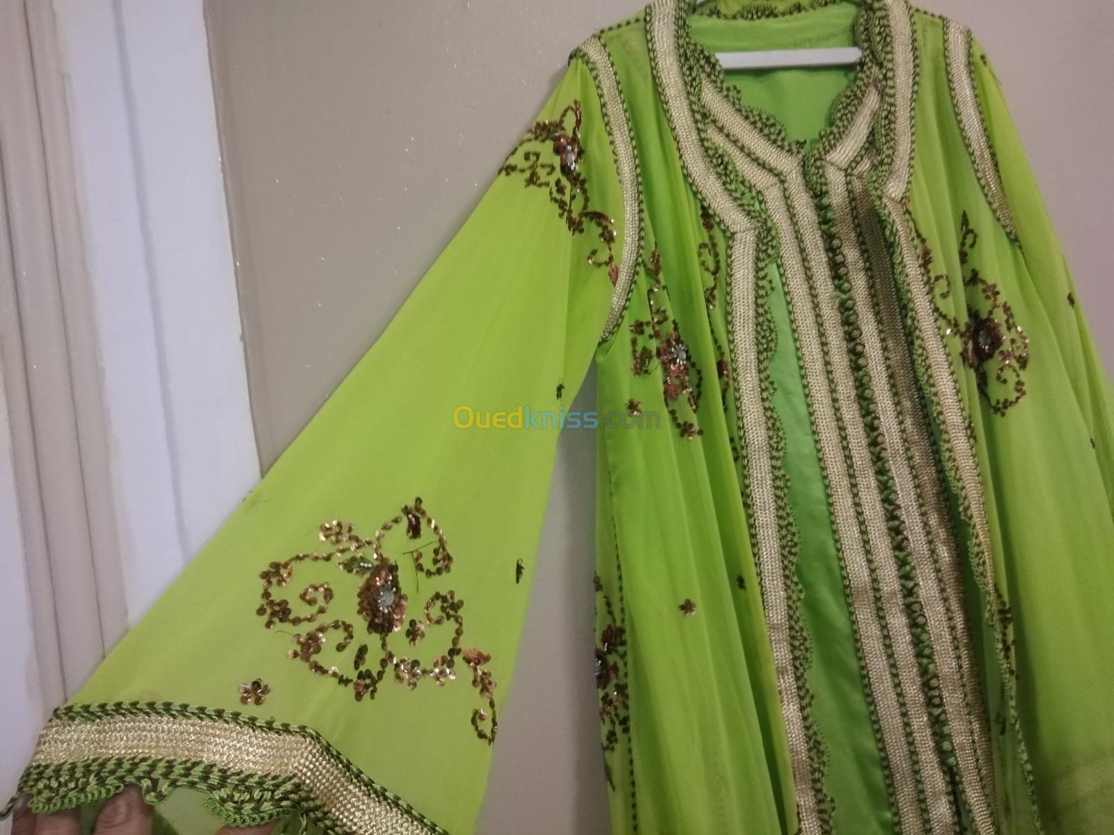 قفطان مغربي Caftan Marocain Vert Citron 