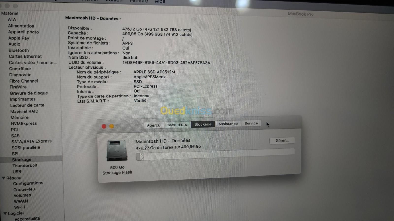 MacBook Pro touchbar cpu i9 15,4 Pouce 512gb nvme Ram 32g 2019