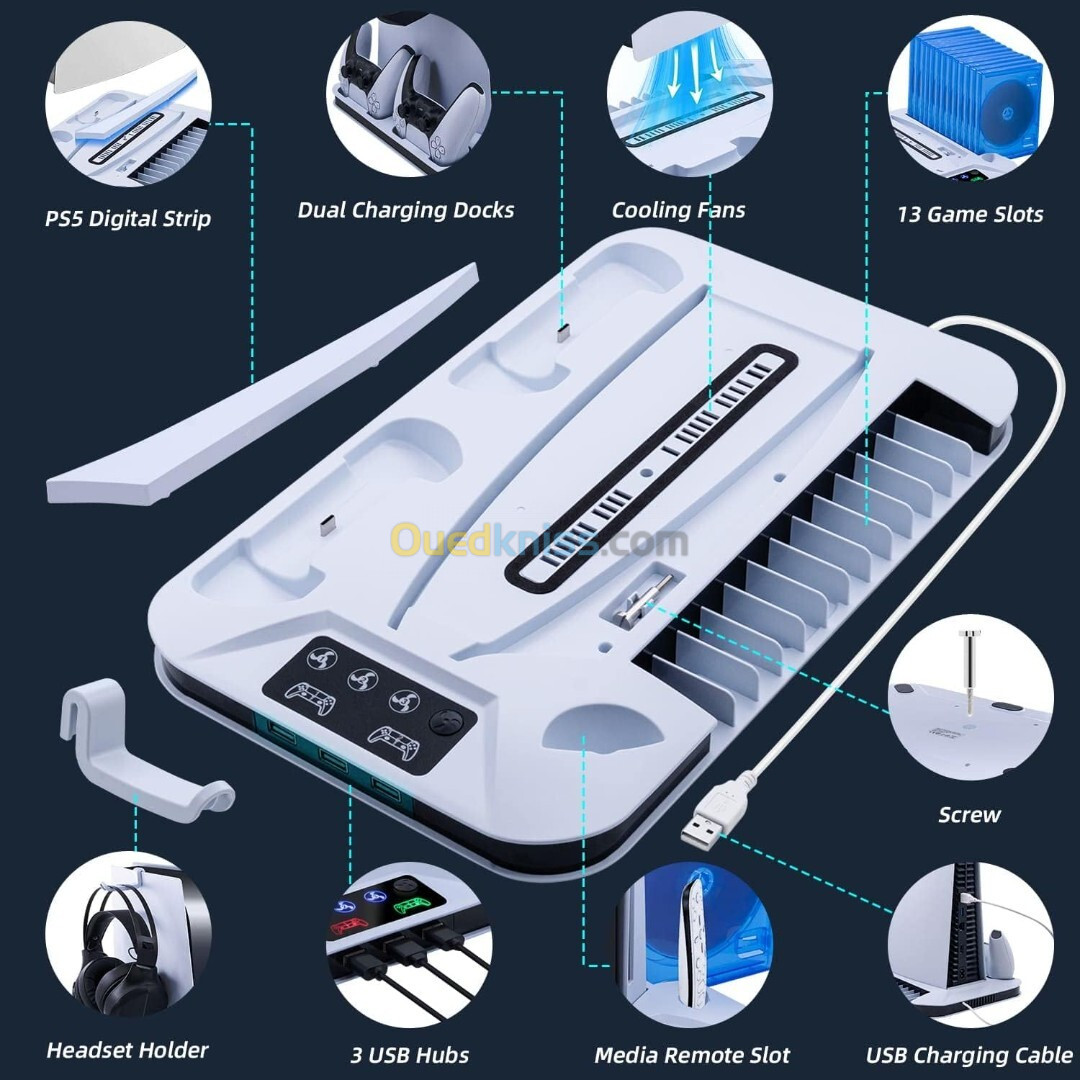 Station playstation 5 avec system de refroidissement et USB