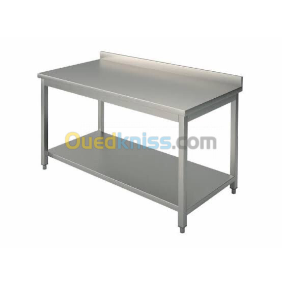 Table de travail 180x70x85H dosseret+etagere INOX 430