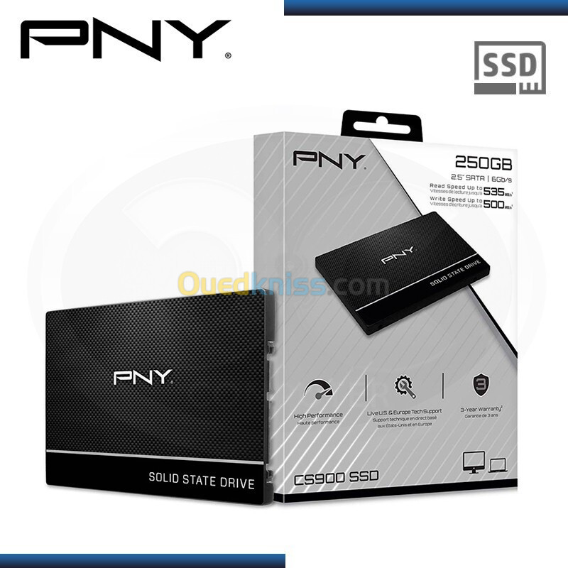 Disque SSD Interne PNY CS900 SATA III 2.5" 240 Go Noir