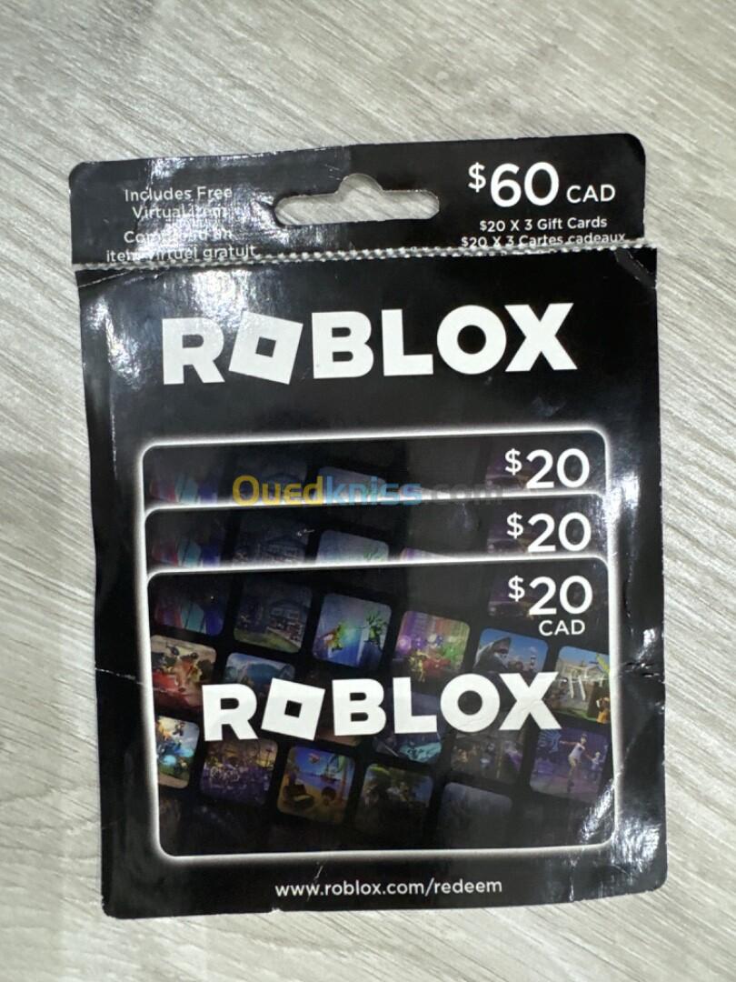 Carte roblox 60$CAD (20$x3 gift cards 