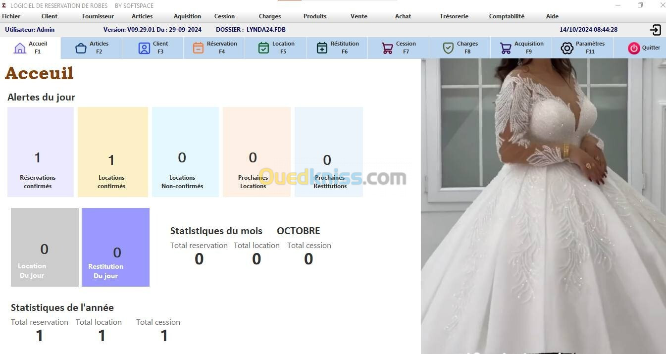 logiciel de gestion location et vente de robes de mariage 