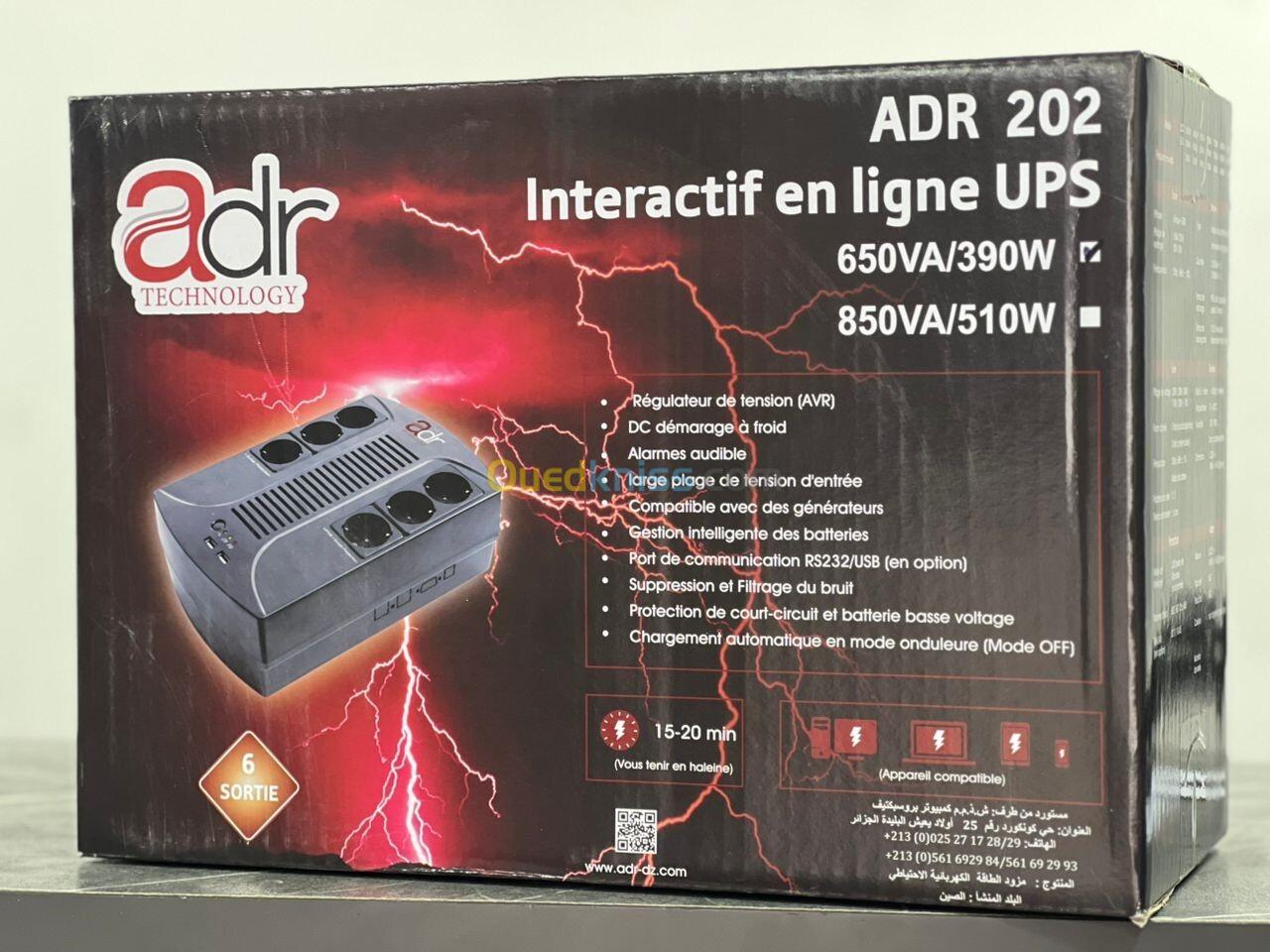 ONDULEUR 650VA / 390W 6 PRISES + USB ADR202 /REF:476