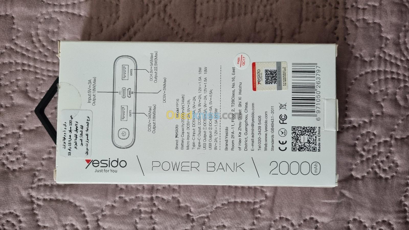 POWER BANK 20000mAh YASIDO