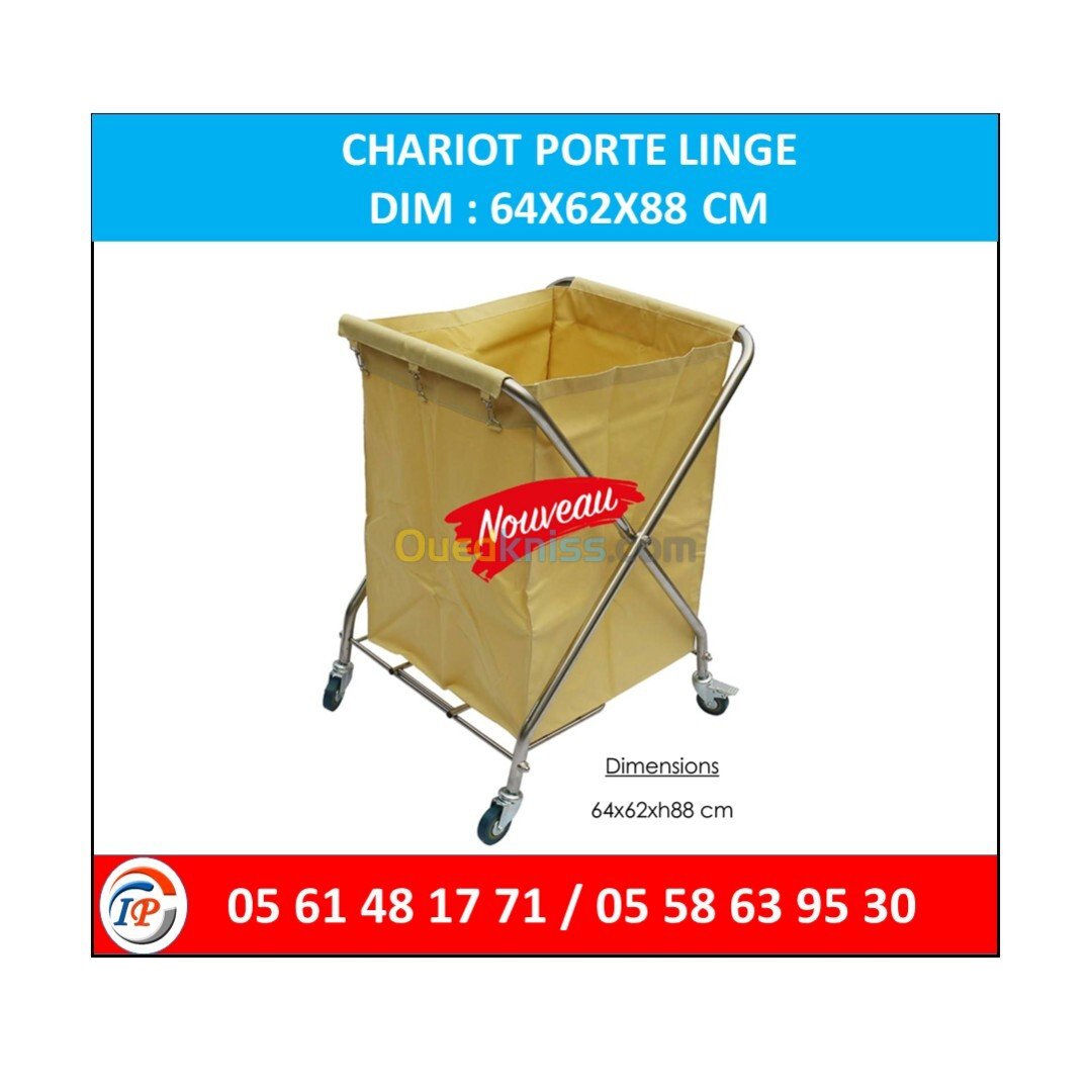 CHARIOT PORTE LINGE  DIM : 64X62X88 CM 