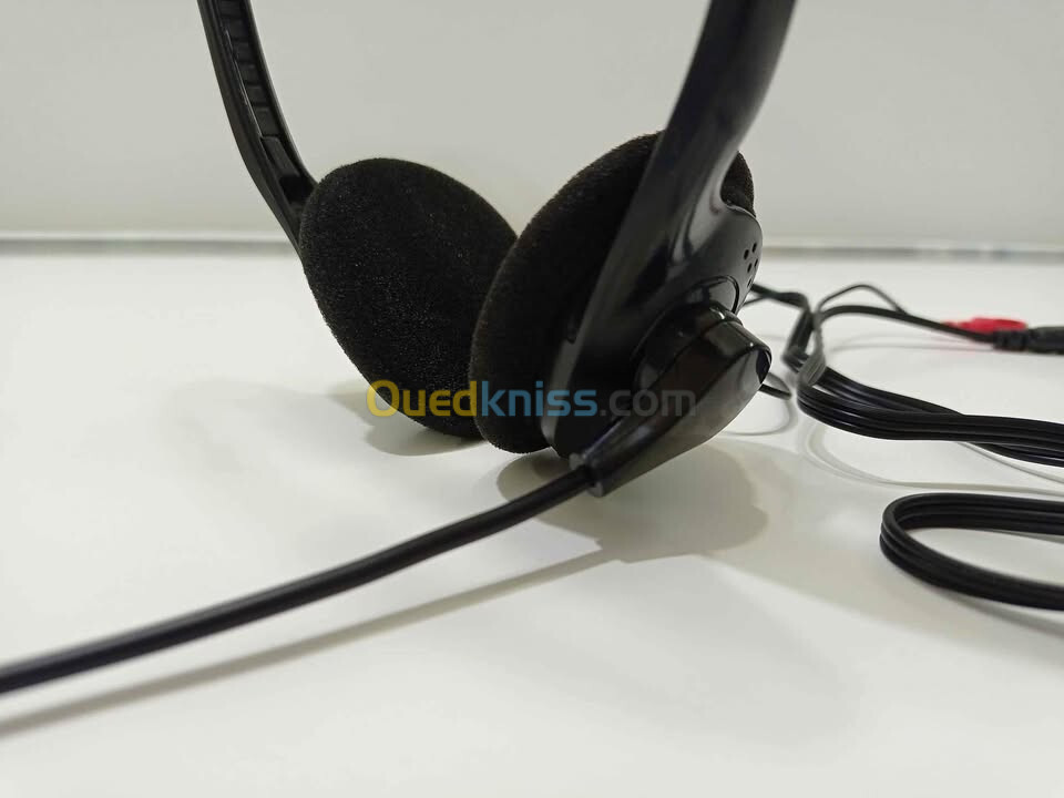 Casque avec Micro pour PC (Fiche Jack 3,5mm, pour PC et Portable, Idéal pour Skype