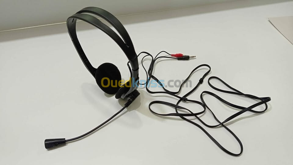 Casque avec Micro pour PC (Fiche Jack 3,5mm, pour PC et Portable, Idéal pour Skype