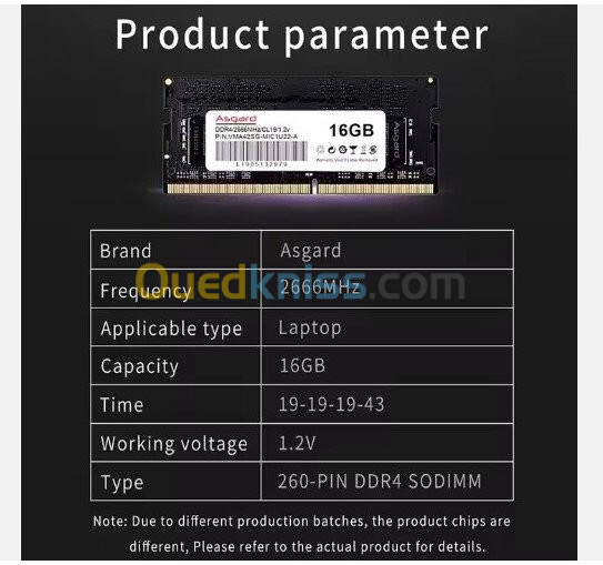 ram ddr4 16gb 2666ghz pour laptop