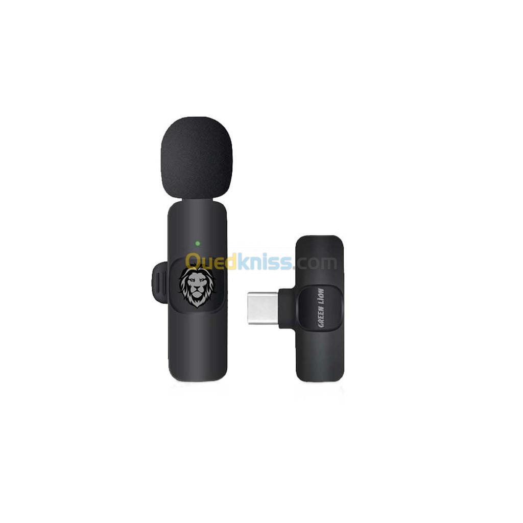 SOLO/DOUBLE Microphone sans fil Green Lion 3en1(USB-A, Type-C et Lightning) (20 mètres)