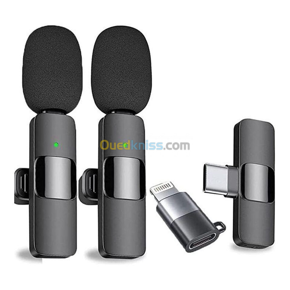 DOUBLE Microphone sans fil Green Lion 3en1(USB-A, Type-C et Lightning) (20 mètres)