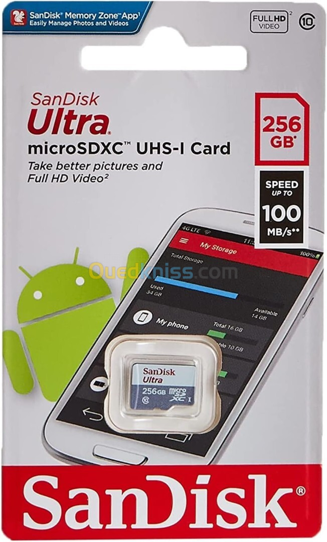 Carte Sandisk Ultra Microsdxc UHS 1 256Go 100Mo/s