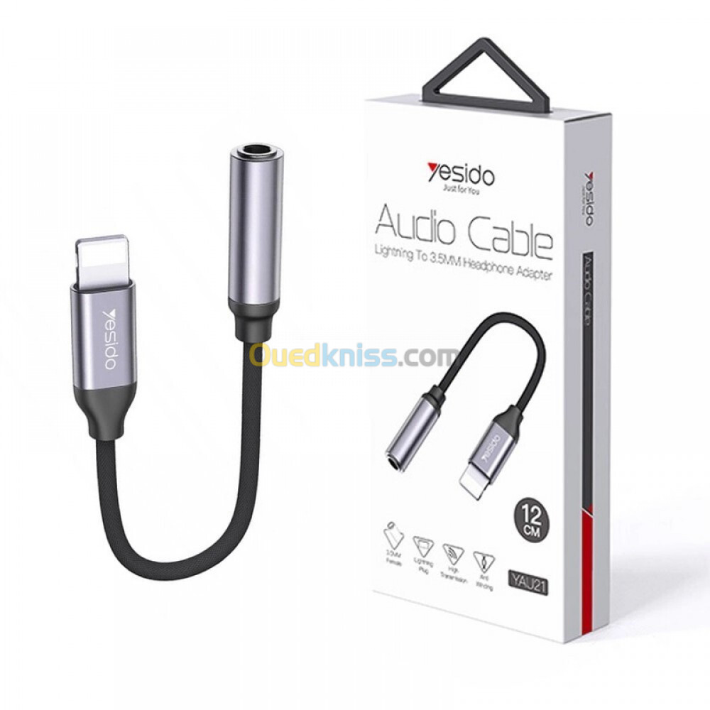 Câble audio Yesido Adaptateur Lightning vers casque 3,5 mm (YAU21)