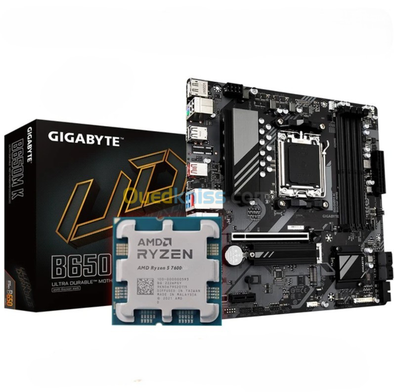 KIT UPGRADE PROCESSEUR AMD RYZEN 5 7600 MPK + CARTE MERE GIGABYTE B650M D3HP