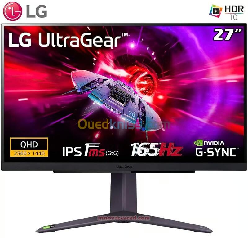 ECRAN LG ULTRAGEAR 27GR75Q-B 2K IPS 1MS 165HZ G-SYNC ROTATIF 27"