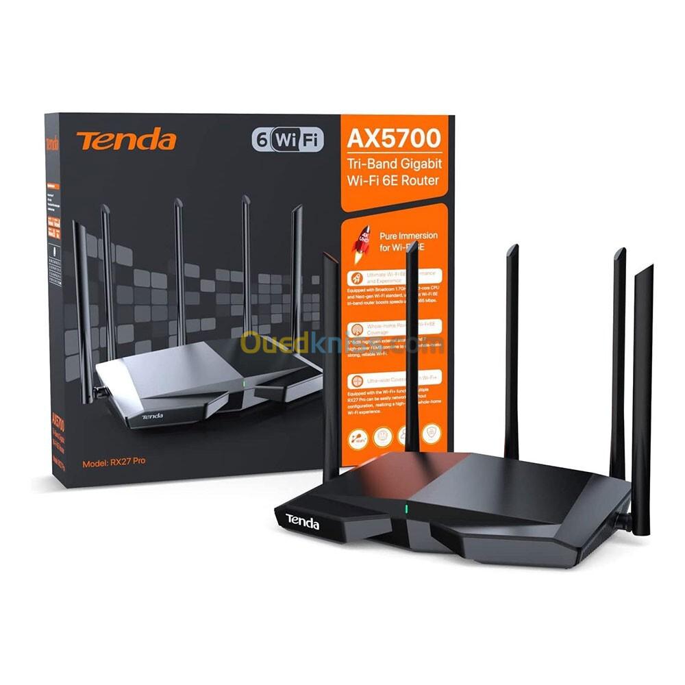 ROUTER TENDA TX27 PRO AX5700 TRI BAND GIGABIT WIFI 6E