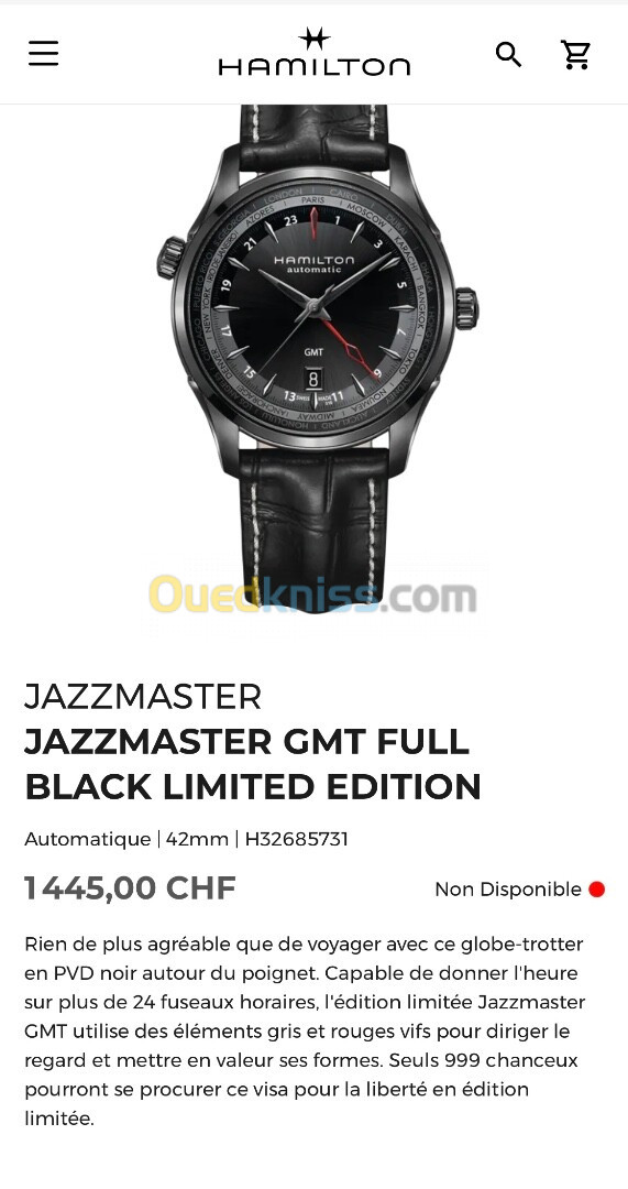 HAMILTON JAZZMASTER GMT FULL BLACK LIMITED EDITION