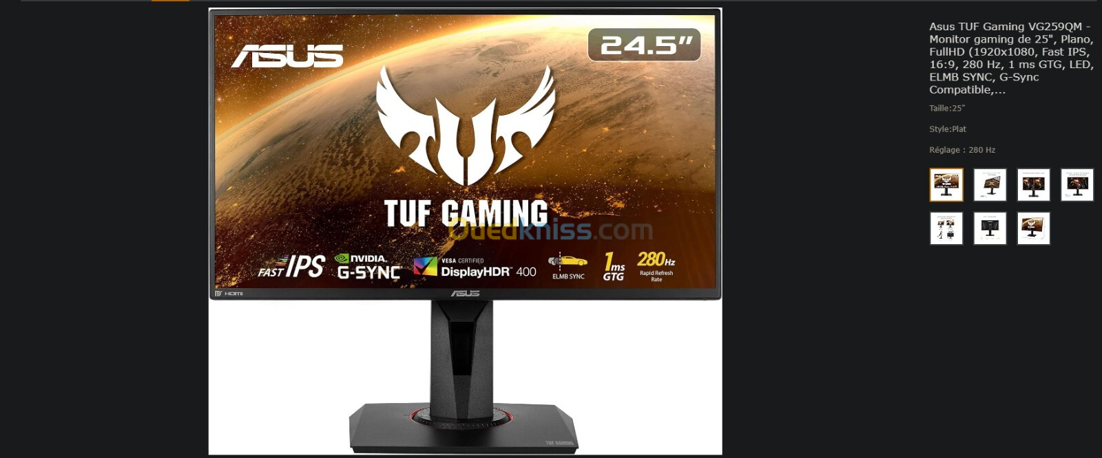 ECRAN ASUS VG259QM IPS - 280 HZ 1 MS