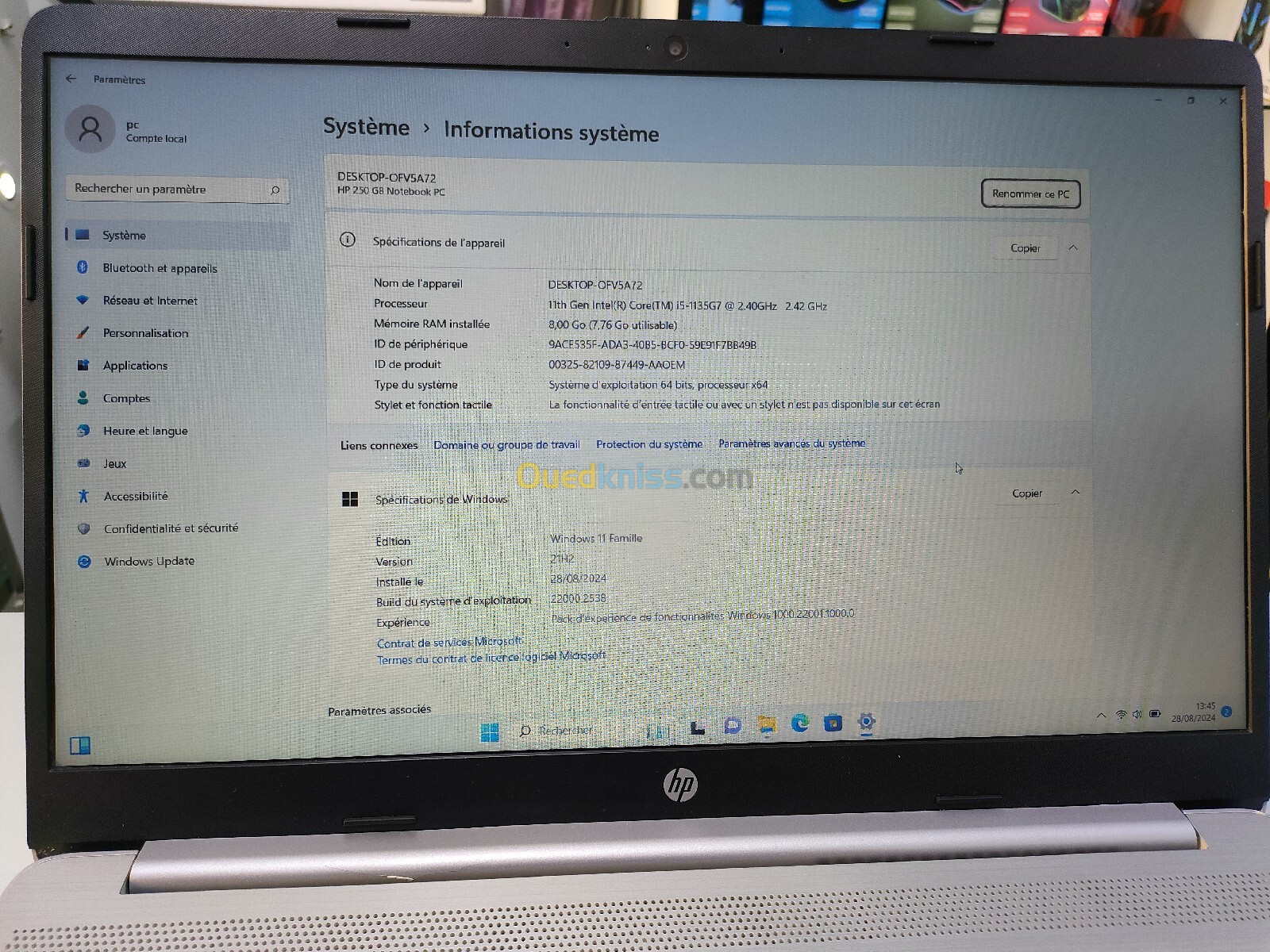 Hp 15 i5 11em 8gb ssd256 