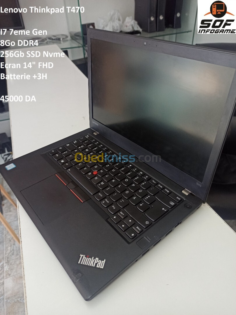 Lenovo Thinkpad T470 I7 7eme / 8go / 256 nvme / 14" FHD