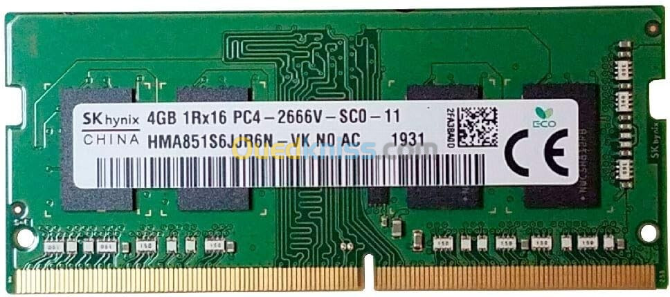 MEMOIRE DDR4 SK HYNIX 4G 2666 SODIMM POUR LAPTOP