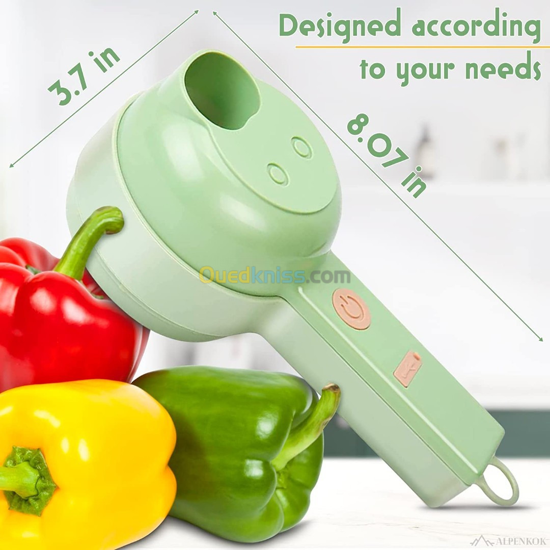 Next Set de coupe-légumes électrique portable 4 en 1 Chargement USB