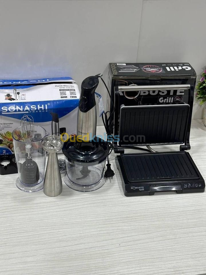 Pack RAMADAN 1 Mixeur et hachoir sonashi 300 w Panineuse robuste 900 w