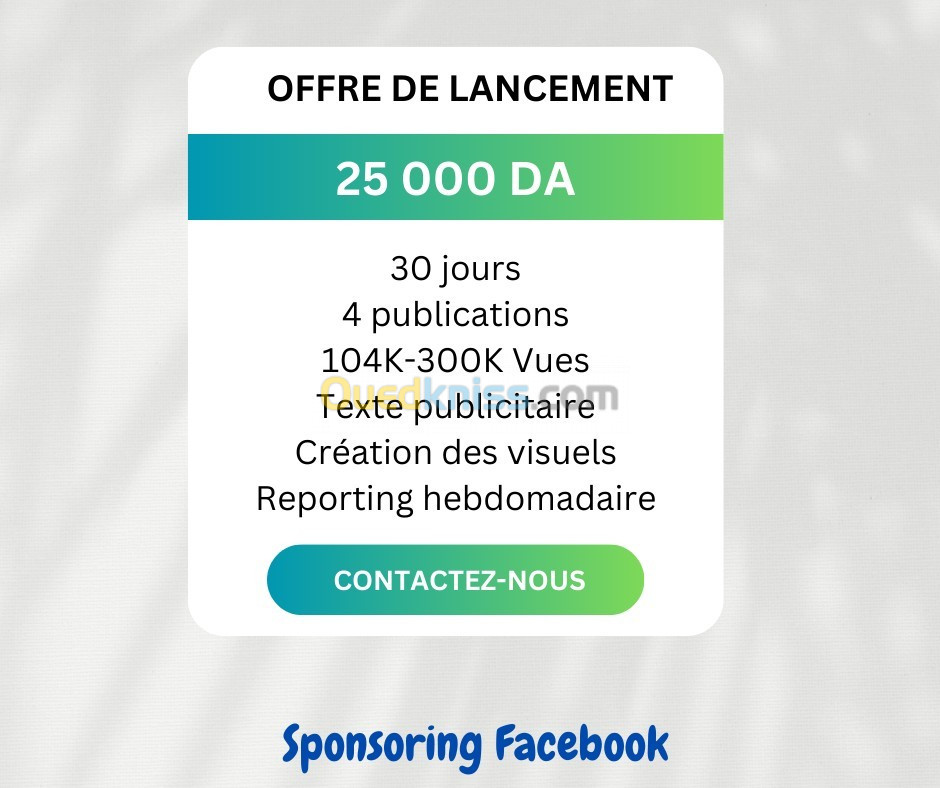 offre speciale sponsoring facebook