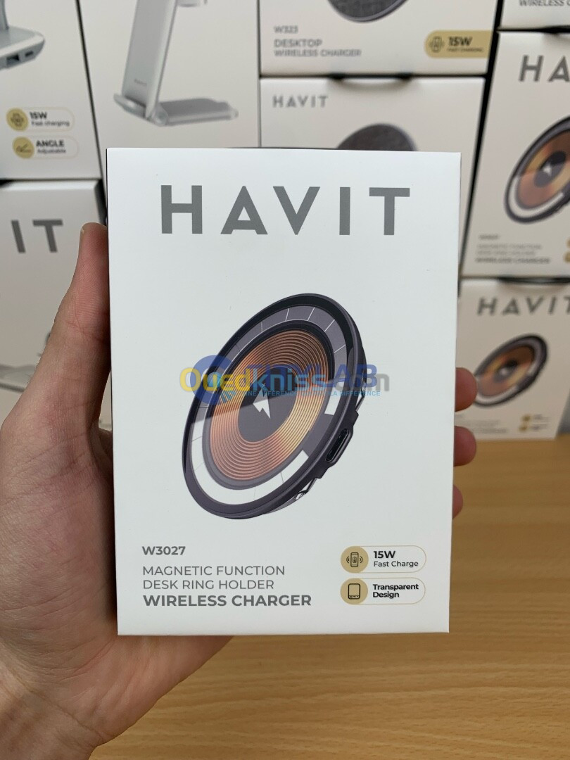 Chargeur HAVIT W3027 WIRELESS 15W NFC MAGNETIQUE STAND  5v 2a  9v 2a (compatible avec 10w 7.5w 5w) 