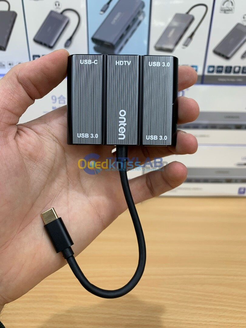 Adaptateur ONTEN Type C 5en1 HDMI+USB 3.0*3+PD charger 4K-2K OTN-9509S