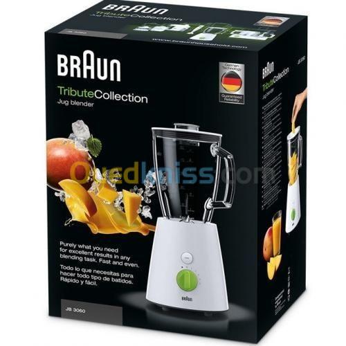 Blender en verre Braun JB3060 , 800 W, 1.75 liters, Blanc/NOIR خلاط زجاجي