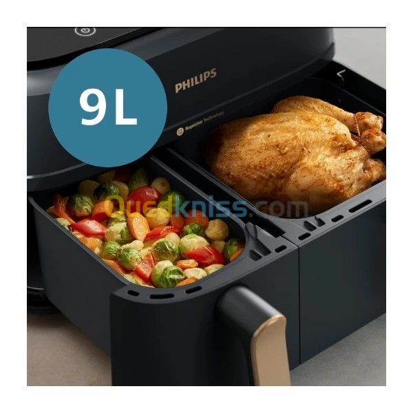 Friteuse sans huile PHILIPS NA352/00 AIRFRYER A DOUBLE PANIER - 9L (6L-3L)-2750w