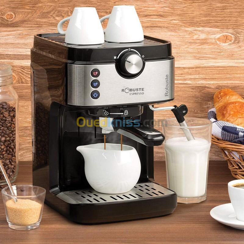 Robuste MOKA Machine a cafe a bras -15 bar-1.2L-1100W- Noir -Argent