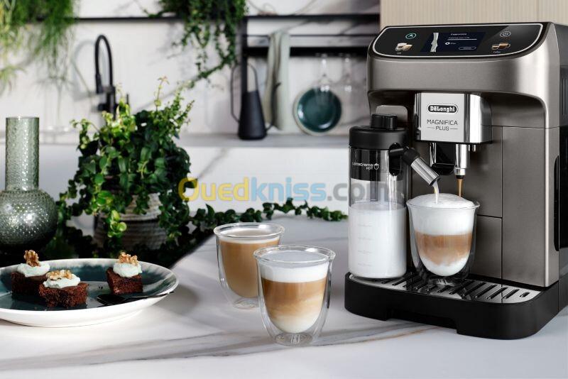 Delonghi Machine a cafe Broyeur cappucino Magnifica Plus-15 BARS-ecran tactile TITANE