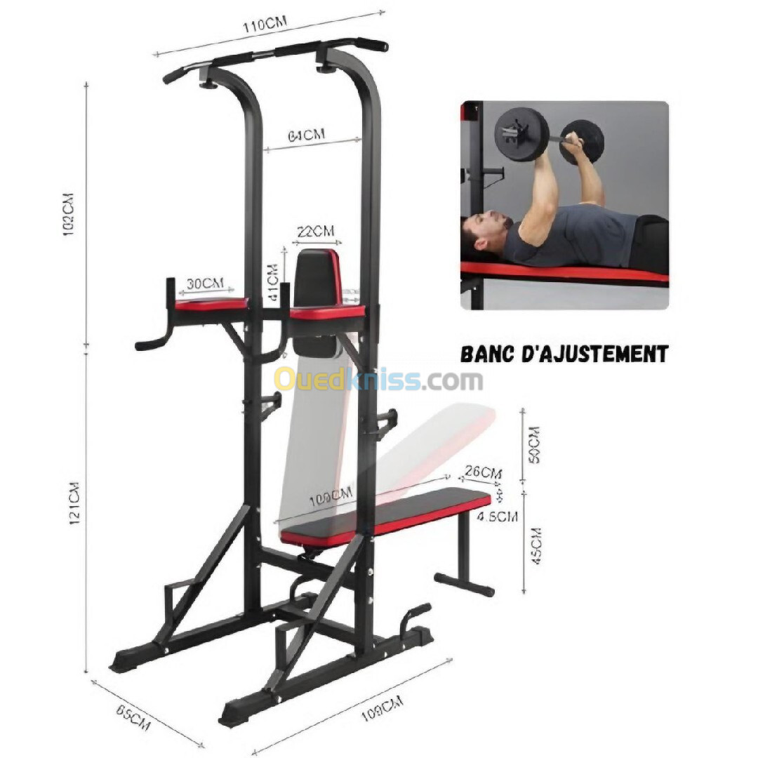 Station Barre fixe avec Banc de musculation 