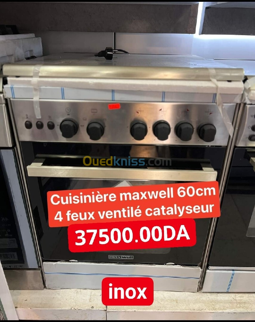 Promotion cuisinier Maxwell 4feux inox simple / ventilé catalyseur /thermocouple