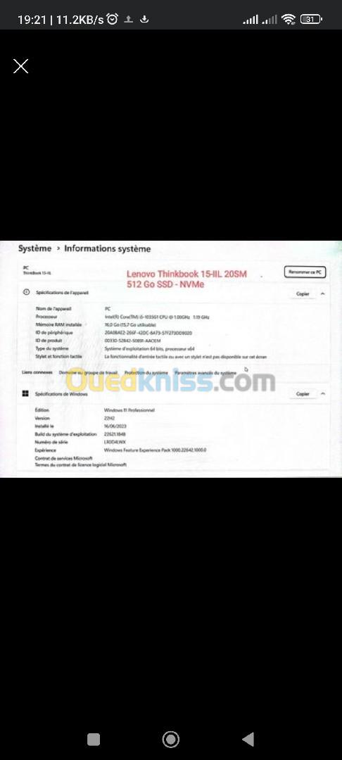PC Portable Lenovo ThinkBook 15-IIL 20SM 15.6" Intel Core i5 10gen 16 Go RAM 512 Go SSD Gris