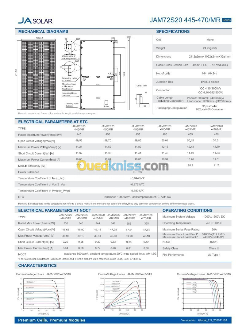 Panneau Solaire Monocristallin Demi-Cellule 460W MBB De JA Solar