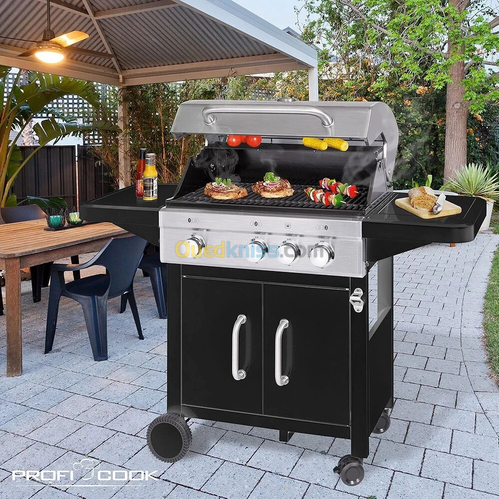 Barbecue à Gaz et Gril, Zone de Cuisson Supplémentaire, 3 Zones de Chauffage, Proficook PC-GG1219-