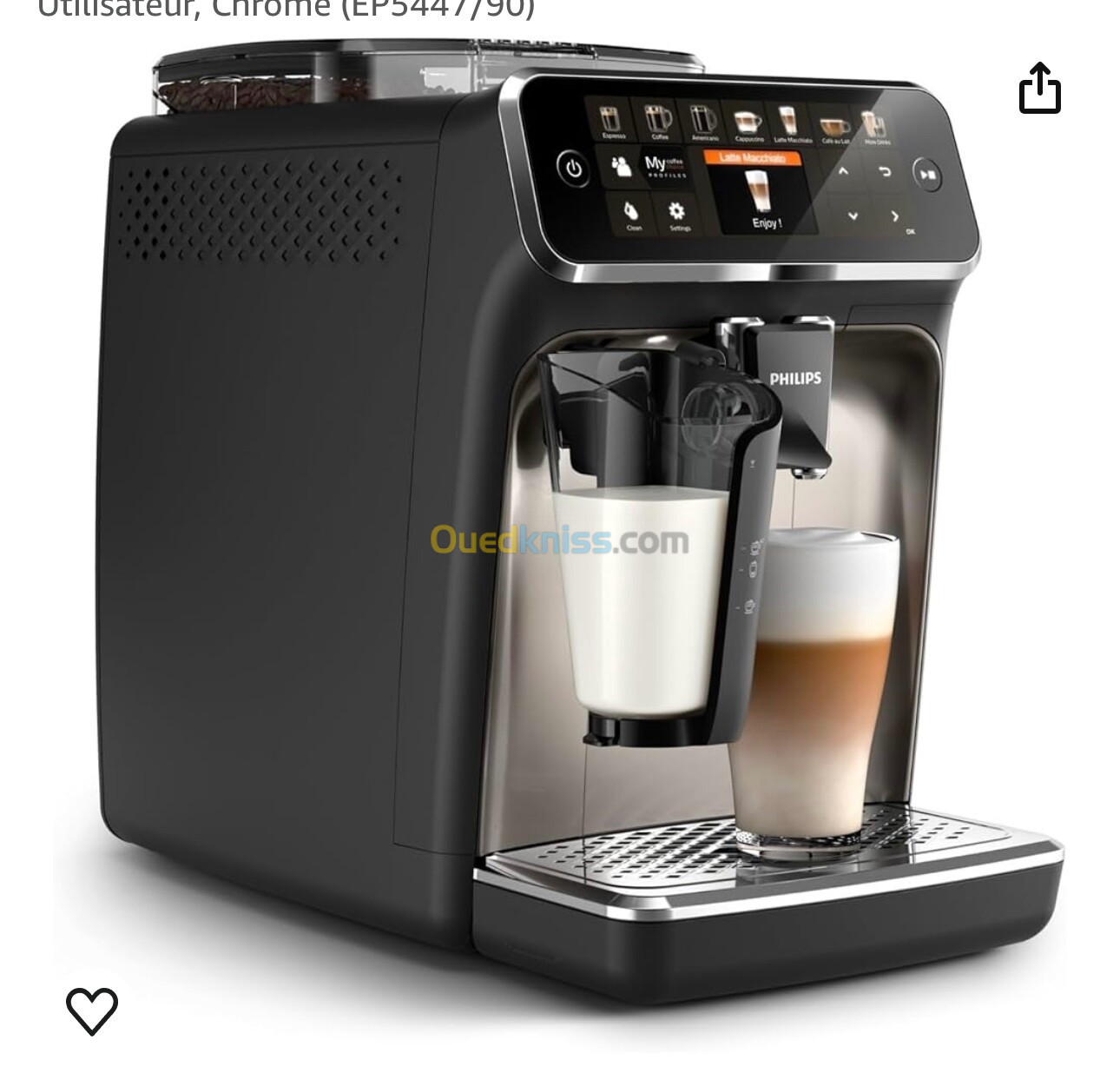 Machine a café Philips Série 5400 Noir / Chrome ep5447/90 ,12 boissons, carafe LatteGo