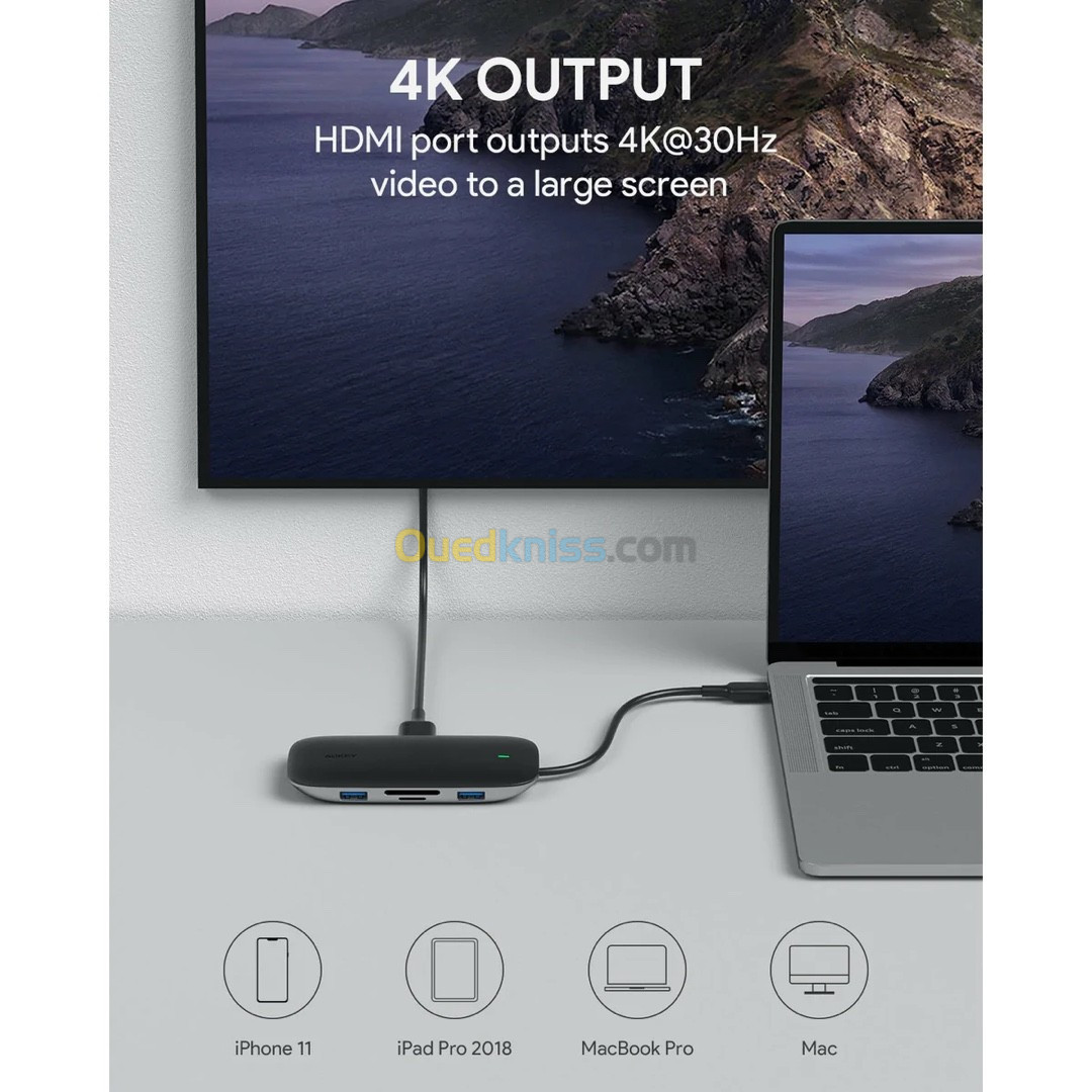 USB HUB C AUKEY 8 IN 1 Produit Original Caba 