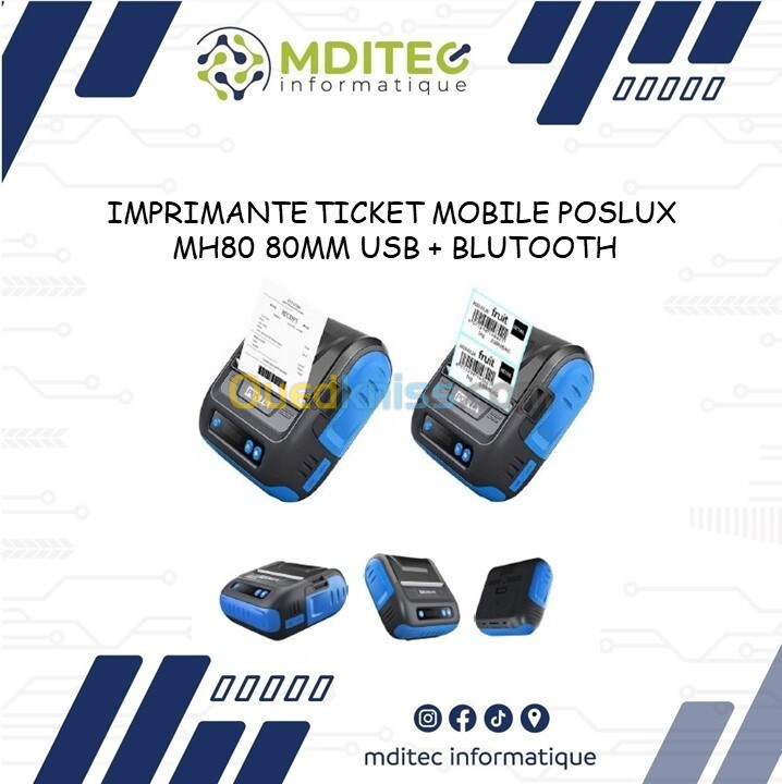 IMPRIMANTE TICKET MOBILE POSLUX MH80 80MM USB + BLUTOOTH